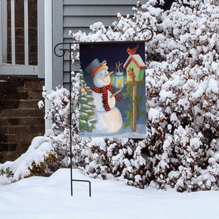 Lantern Snowman Winter Garden Flag