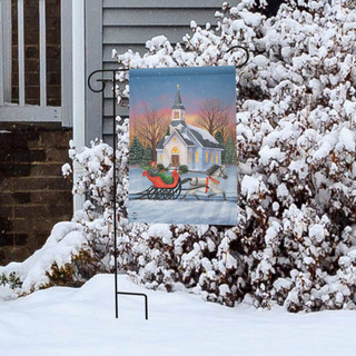 One Horse Open Sleigh Christmas Garden Flag