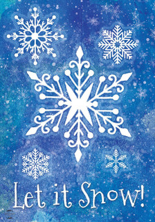 Briarwood Lane Snowflakes Seasonal Garden Flag with snowflake scene and "Let it Snow!" design for winter.