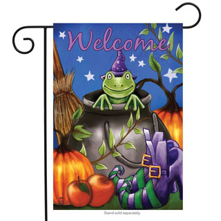 Halloween Frog Welcome Garden Flag