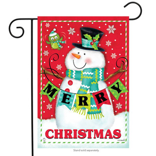 Merry Christmas Pals Snowman Garden Flag