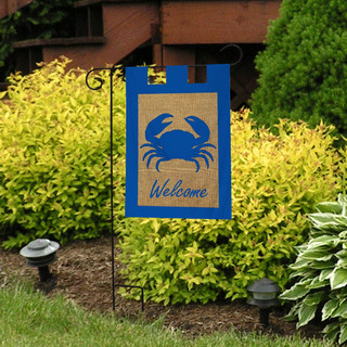 Welcome Crab Summer Burlap Garden Flag