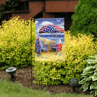 Patriotic Beach Scene Summer Garden Flag