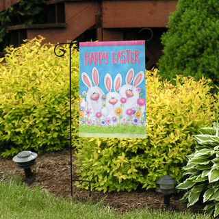 Easter Bunny Trio Garden Flag