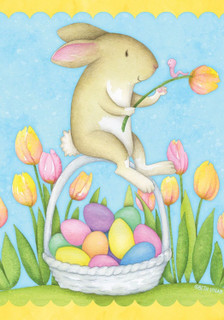 Bunny and Basket Easter Garden Flag