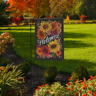 DF846 Willkommens-Fahne Für Den Herbst – Doppelseitige Gartenflagge 'Welcome Autumn', 30,5 X 45,7 Cm, Aus Wetterfestem Polyester Im Jute-Look