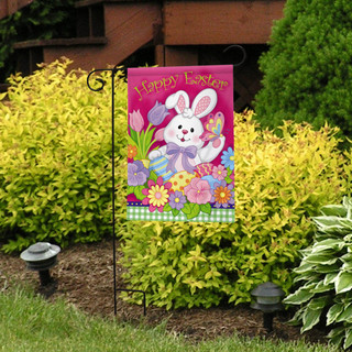 Happy Easter Bunny & Flowers Garden Flag