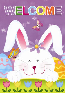 Welcome Bunny Garden Flag