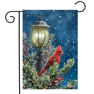 Briarwood Lane Winter Solitude Cardinal garden flag, small printed decorative flag with bright red cardinal.
