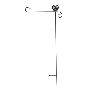 Briarwood Lane black wrought iron garden flag holder with heart design, stand holder for outdoor use.