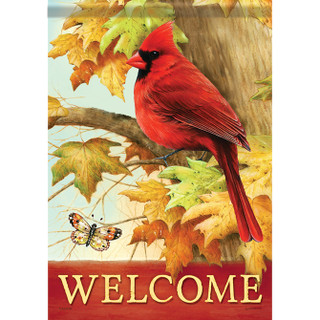 Ruby Red Cardinal Fall House Flag