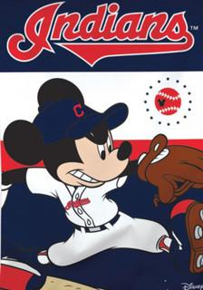 Cleveland Indians MLB Mickey Mouse Baseball House Flag