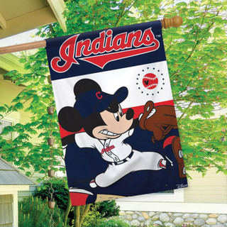 Cleveland Indians MLB Mickey Mouse Baseball House Flag