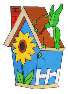 Birdhouse & Sunflower Hummingbird House Flag