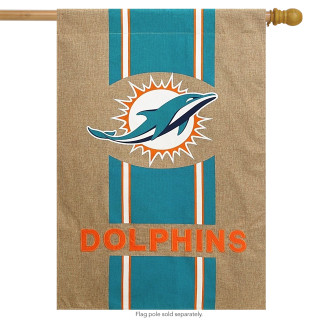 Miami Dolphins NFL Licensed Burlap House Flag