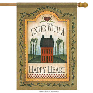 Happy Heart Primitive House Flag