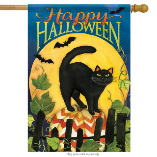 Black Cat Halloween House Flag