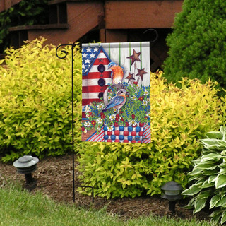 Patriotic Bluebirds Garden Flag