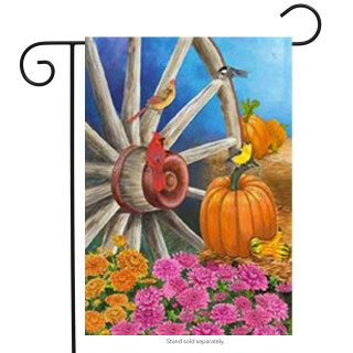 Autumn Wagon Wheel Garden Flag