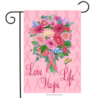 Love Hope Life Breast Cancer Garden Flag