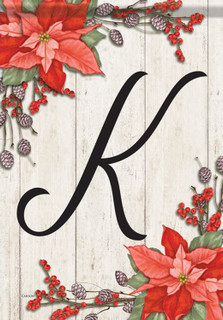 Poinsettia Monogram K Garden Flag