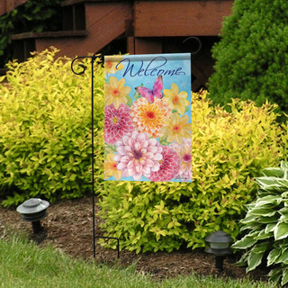 Dahlia Garden Spring Welcome Garden Flag