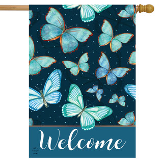 Blue Butterflies Spring House Flag