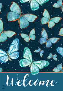 Blue Butterflies Spring House Flag