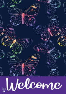 Rainbow Butterflies Spring House Flag
