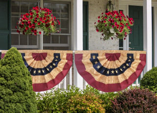Tea Stained Patriotic Bunting USA 72" x 36" (Set of 3)