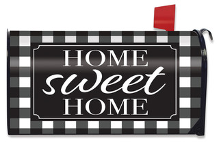 Briarwood Lane Home Sweet Home Checkers Spring Mailbox Cover, colorful, decorative, cheery design for everyday display.
