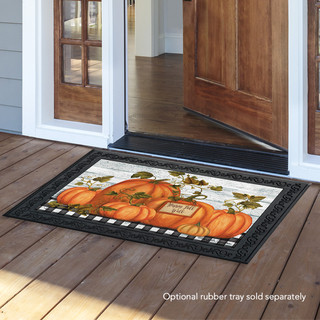 Briarwood Lane Happy Fall Y'all Farmhouse Primitive Doormat with gourds, rustic autumn design, colorful cheer.