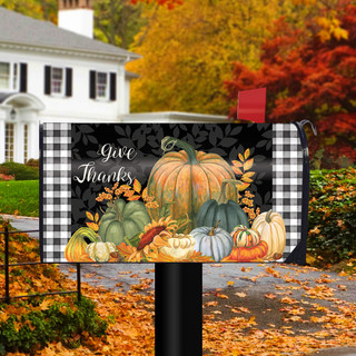 Checkered Give Thanks Primitive Mailbox Cover