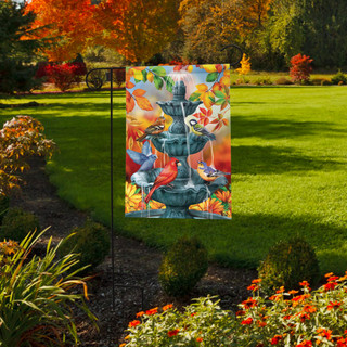 Bath Time Birds Autumn Garden Flag