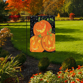 Happy Pumpkin Trio Halloween Garden Flag