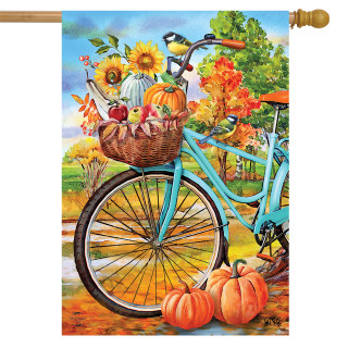 Autumn Bicycle House Flag