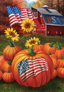 USA Pumpkins Fall House Flag