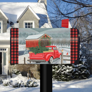 Festive Covered Bridge Christmas Large / Oversized Mailbox Cover