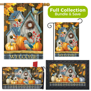 Rustic Fall Birdhouses Welcome Design Collection