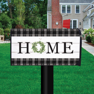 Briarwood Lane small printed decorative mailbox cover with colorful plaid and cheerful home sign display.