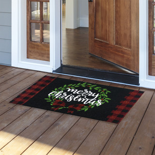 Christmas Wreath Natural Fiber Coir Doormat