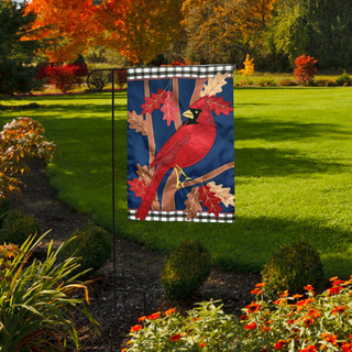 Fall Cardinal Applique Garden Flag