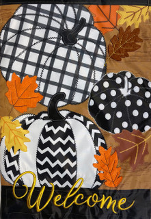 Fall Patterned Pumpkins Burlap House Flag