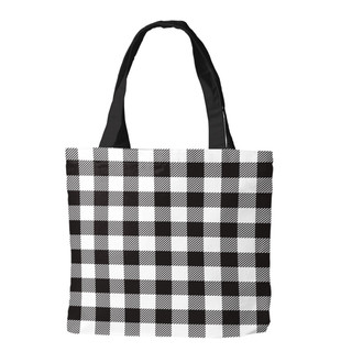 Briarwood Lane White Buffalo Check Canvas Tote Bag with black handles, a seasonal everyday canvas carry all.