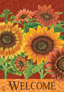 Briarwood Lane colorful sunflowers welcome sign, bright floral fall decor for porch or backyard display.