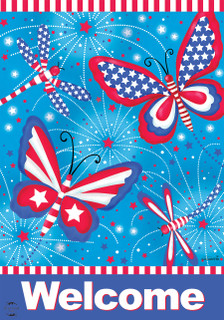 American Butterflies Patriotic Garden Flag
