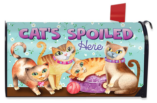 Cats Spoiled Here Humor Mailbox Cover