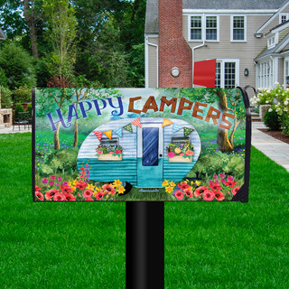 Briarwood Lane Spring Happy Campers Floral Mailbox Cover with colorful flowers and camper design.