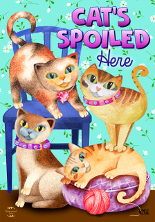 Cats Spoiled Here Humor House Flag