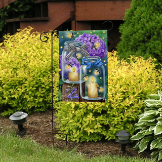 Briarwood Lane Fireflies Spring Garden Flag, colorful printed decorative flag for springtime porch or yard display.
